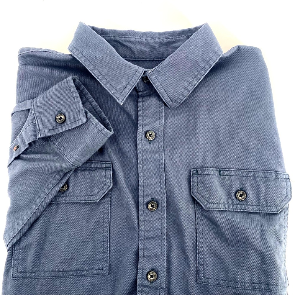 Wrangler Men's Shirt Charcoal Gray Double Pocket Western Cowboy Cotton Poly Sz L
